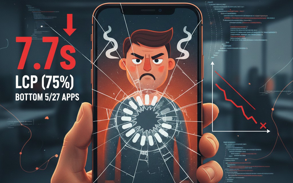 Before-and-after graph of LCP dropping 75% in production React app metrics