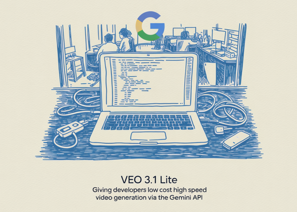 Google Veo 3.1 Lite generating a cinematic 1080p video clip of a cyberpunk cityscape