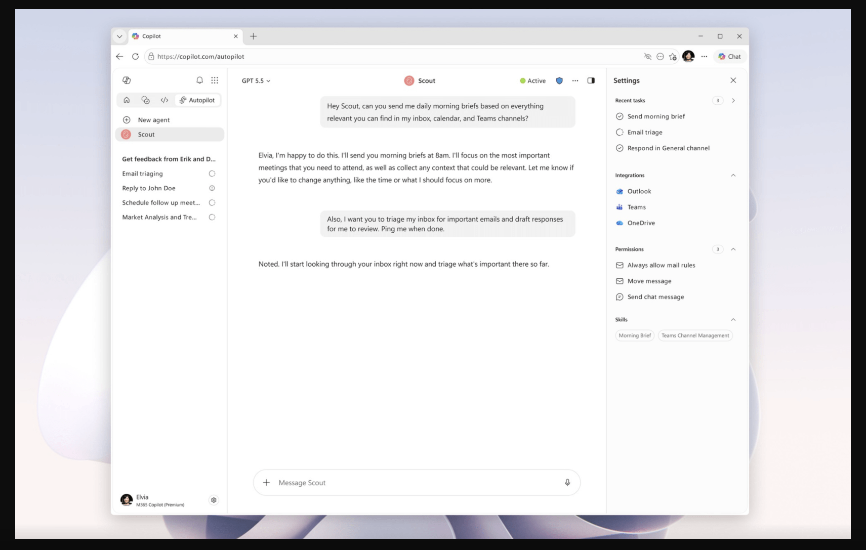 Illustration of a digital assistant interface with AI elements