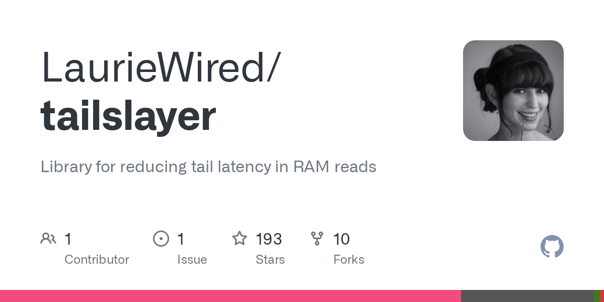 Tailslayer benchmark graph showing hedged vs single-channel tail latency reduction