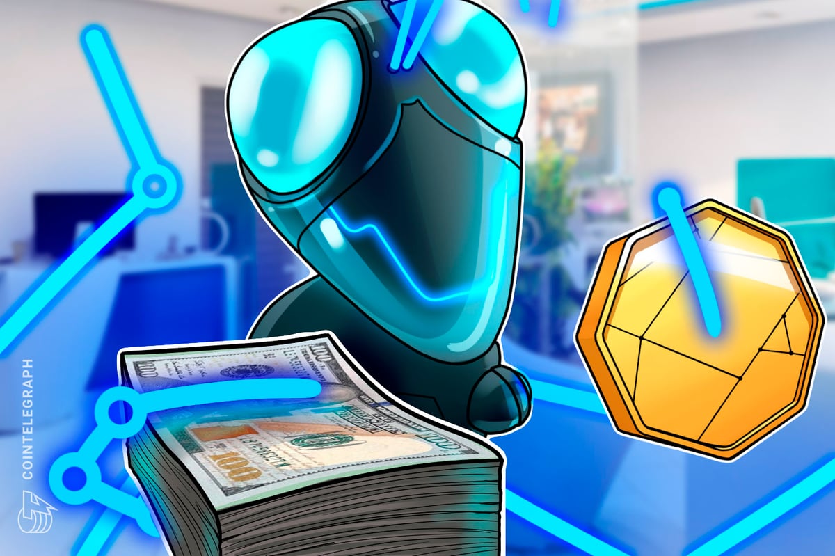 Abstract visualization of fiat and crypto assets flowing through a unified banking system interface