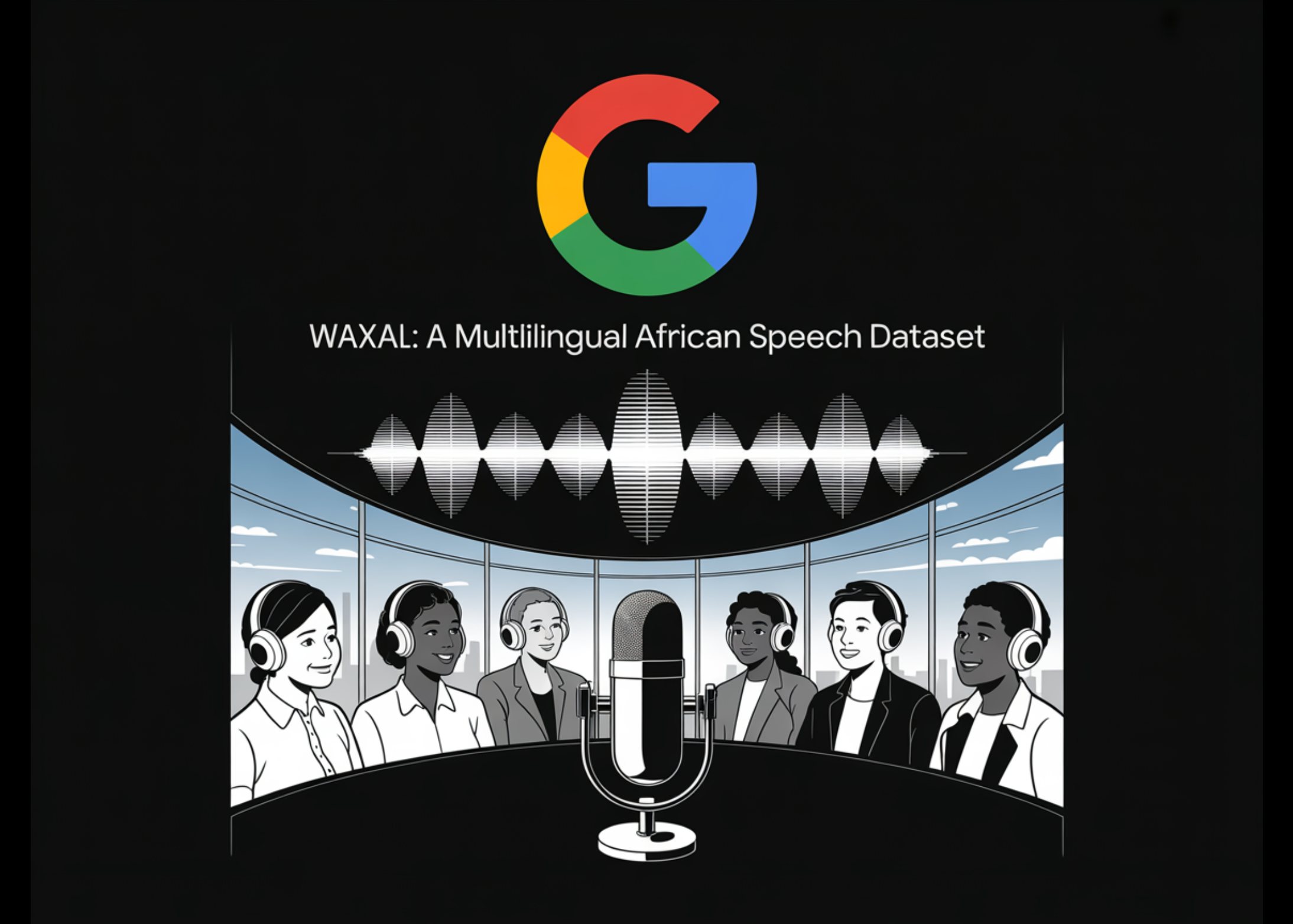 Collage of African speakers and speech waveforms representing WAXAL dataset