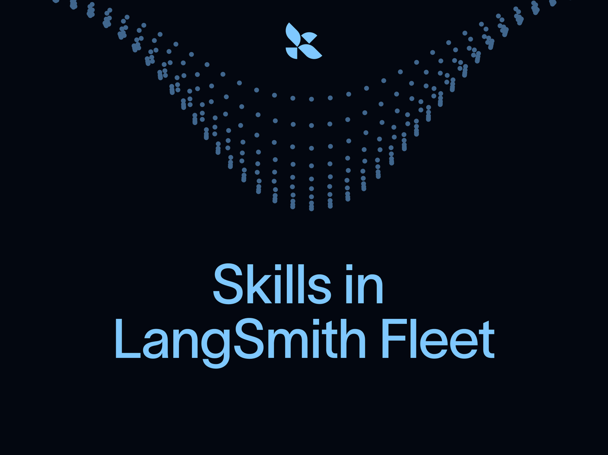 LangSmith Fleet interface showing shareable skills for AI agents