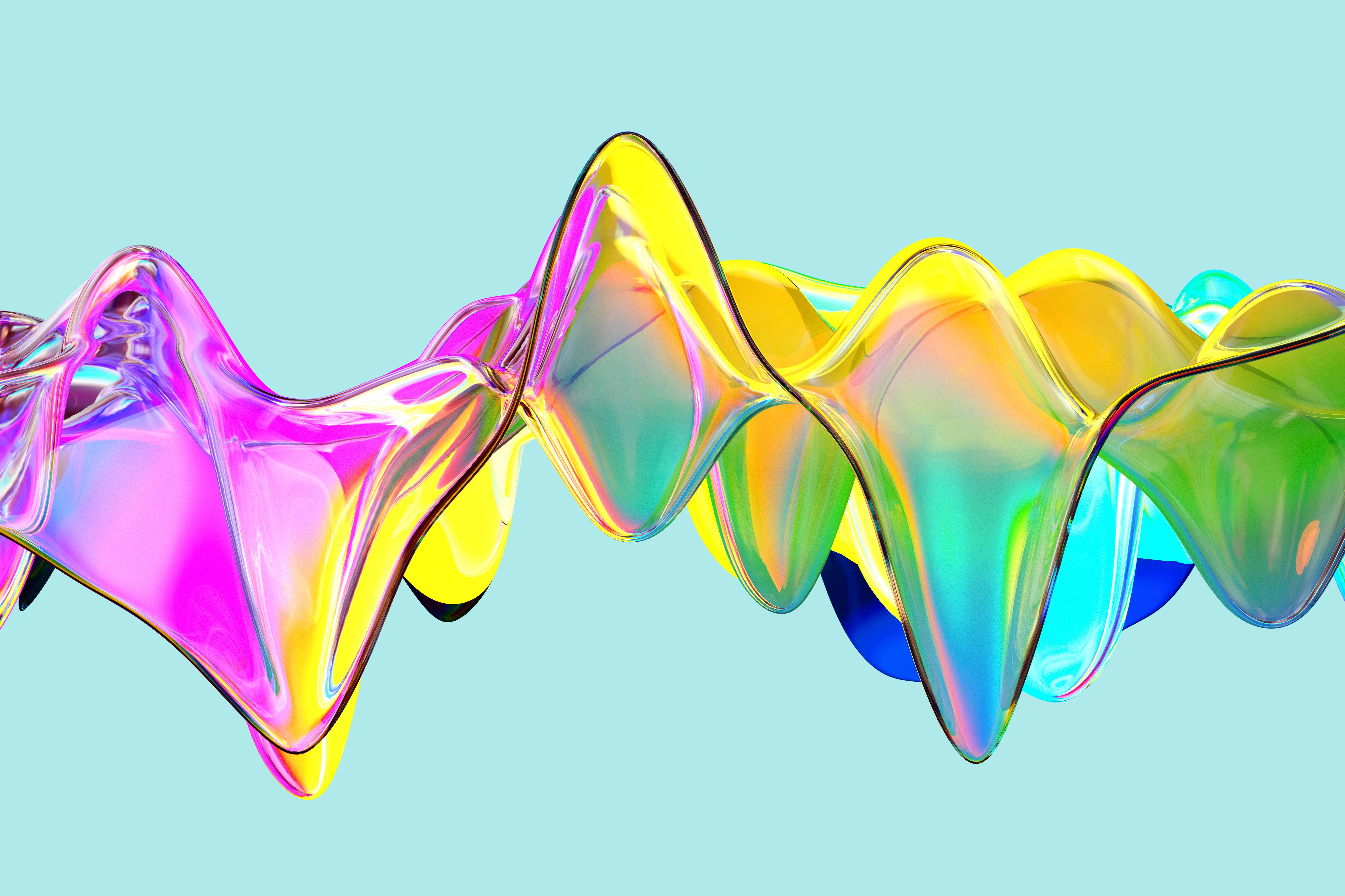 Abstract representation of audio waveforms and digital data streams