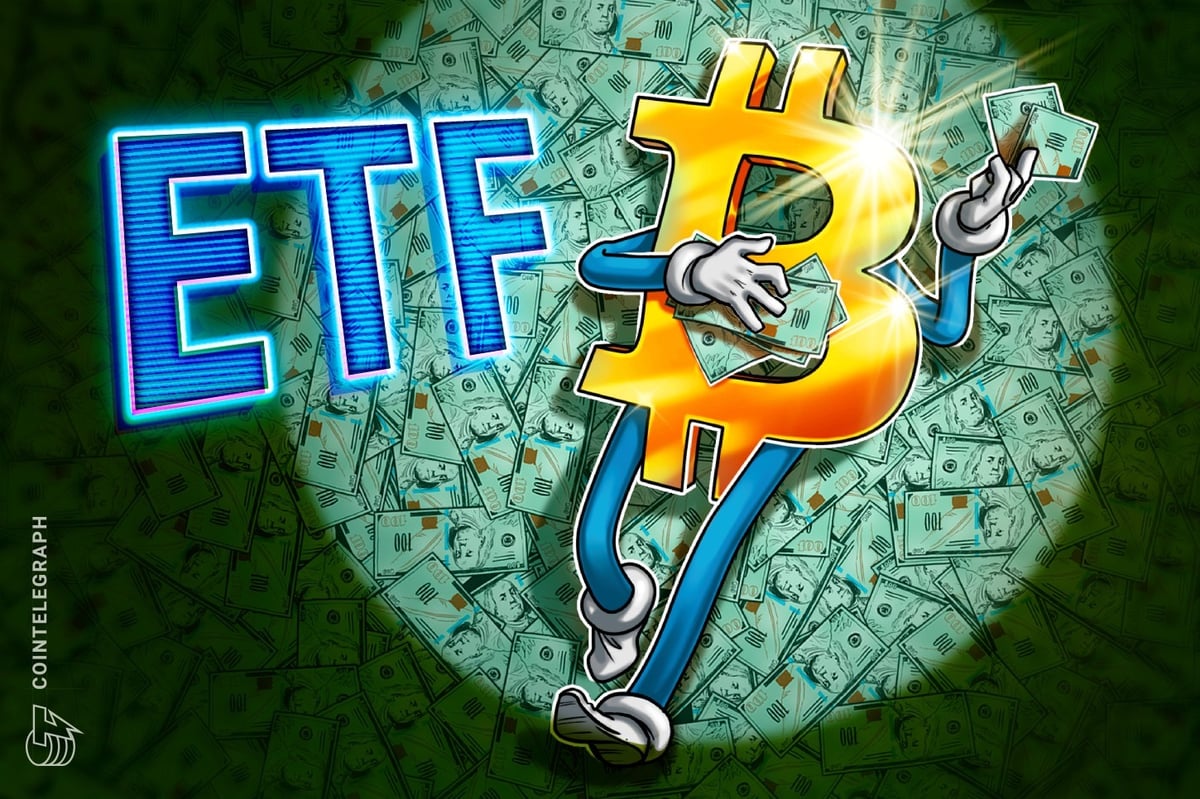 Bitcoin price chart spiking with ETF inflow bars hitting $471 million peak