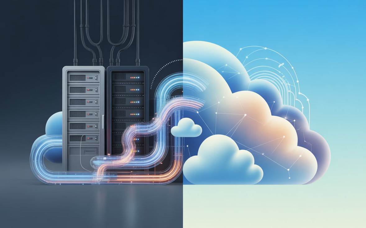 Infographic of cloud migration ROI formula with hidden cost pitfalls