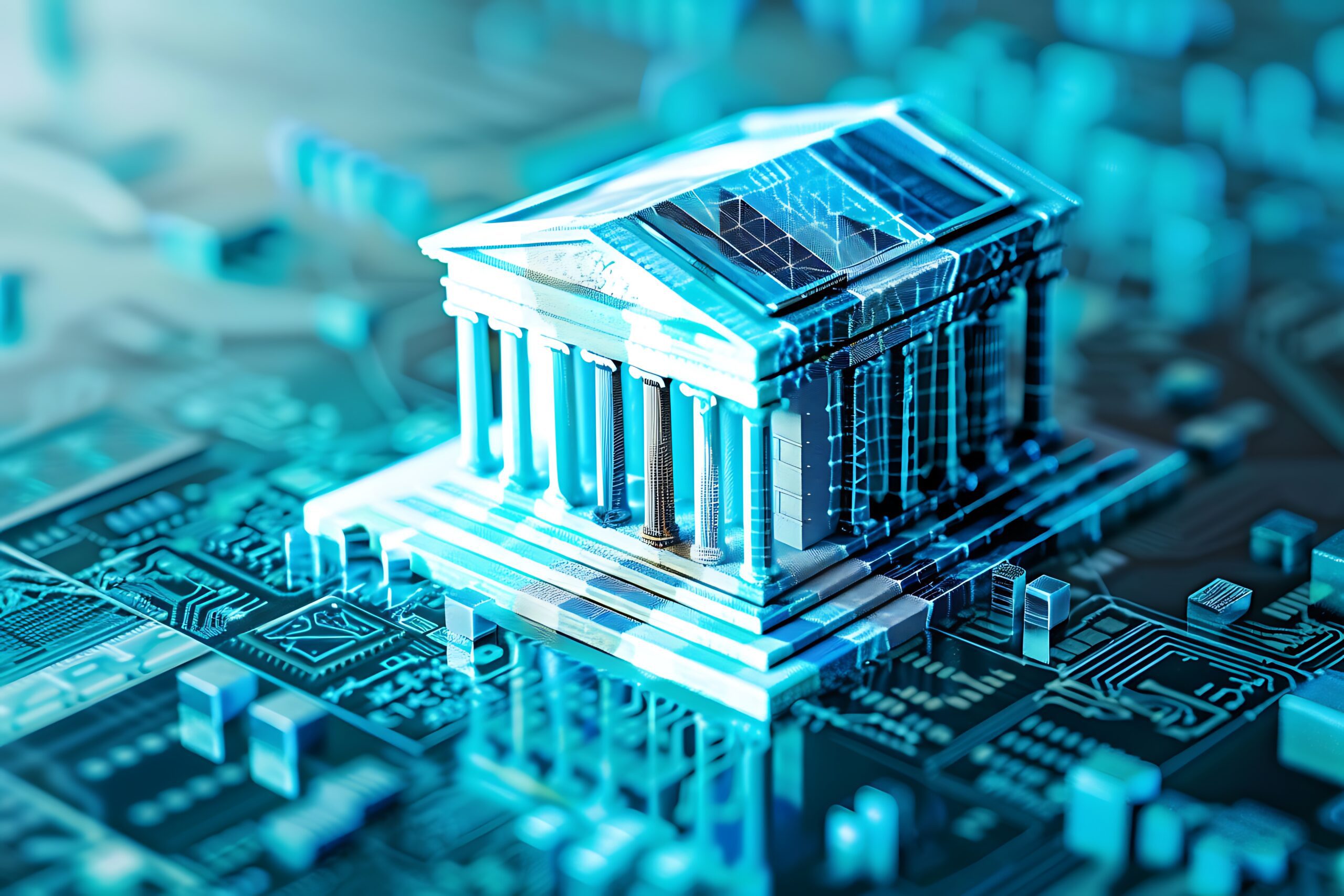 Illustrazione dell'interfaccia della piattaforma di business banking di SoFi che mostra la conversione da dollari a stablecoin e le capacità di settlement blockchain 24/7