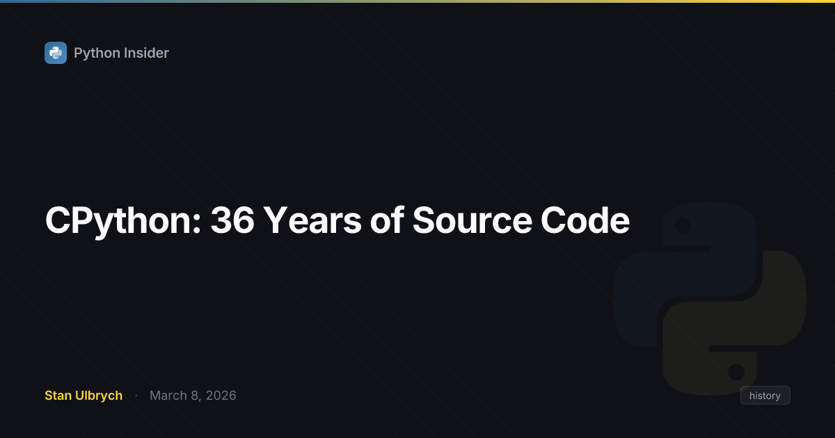 Line graph of CPython lines of code growth over 36 years from 1,392 commits