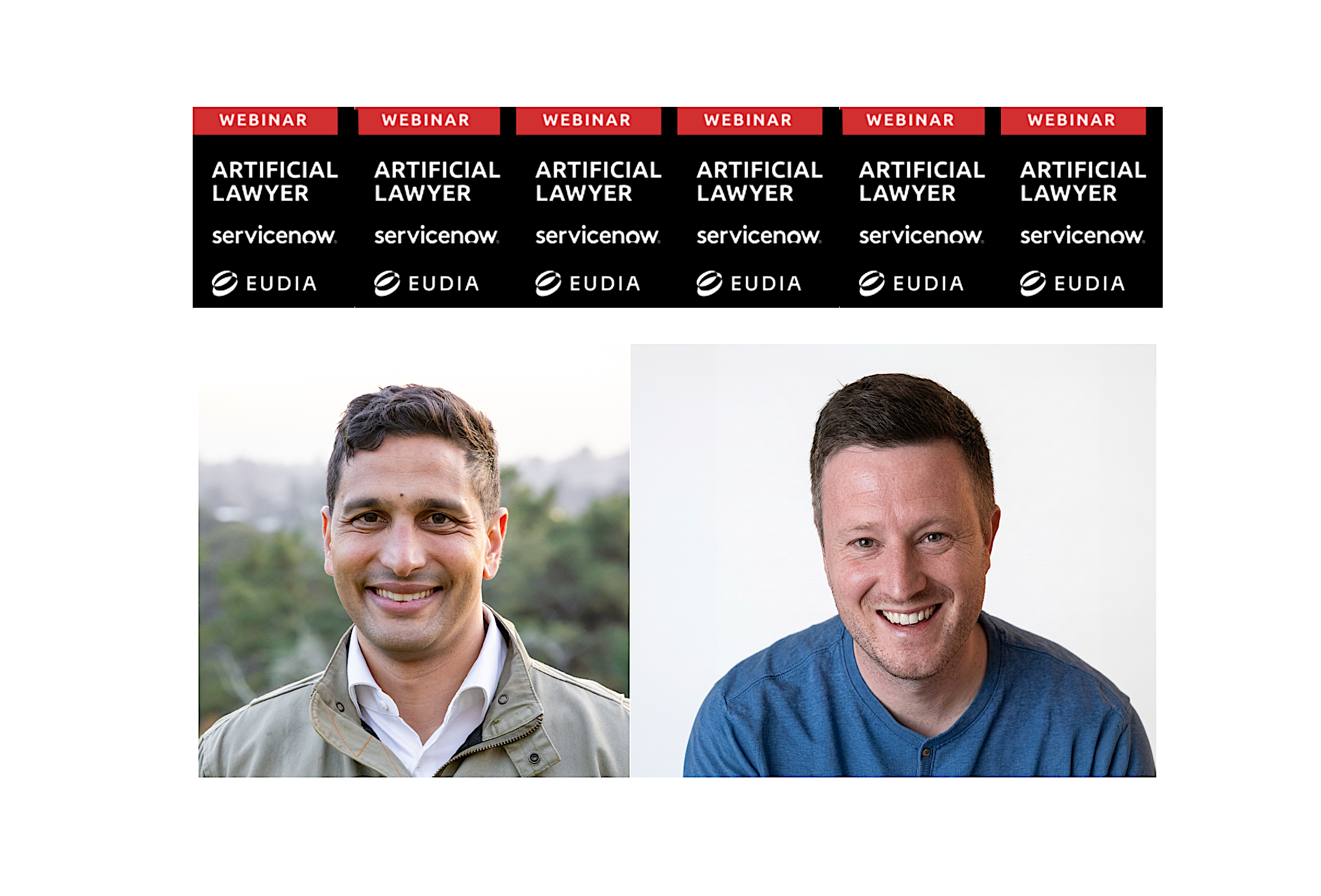 Eudia and ServiceNow partnership graphic showing AI twins in legal workflows on ServiceNow dashboard