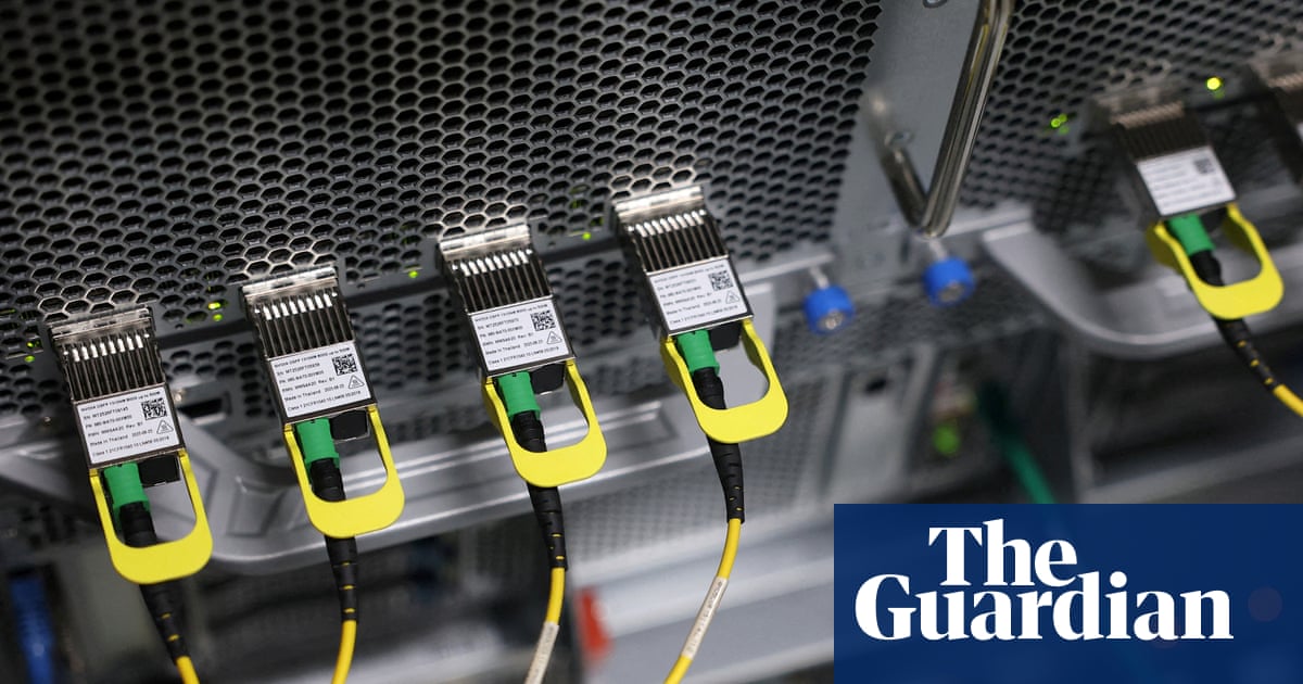 Graphic of stalled UK AI supercomputer project with money pouring into a black hole