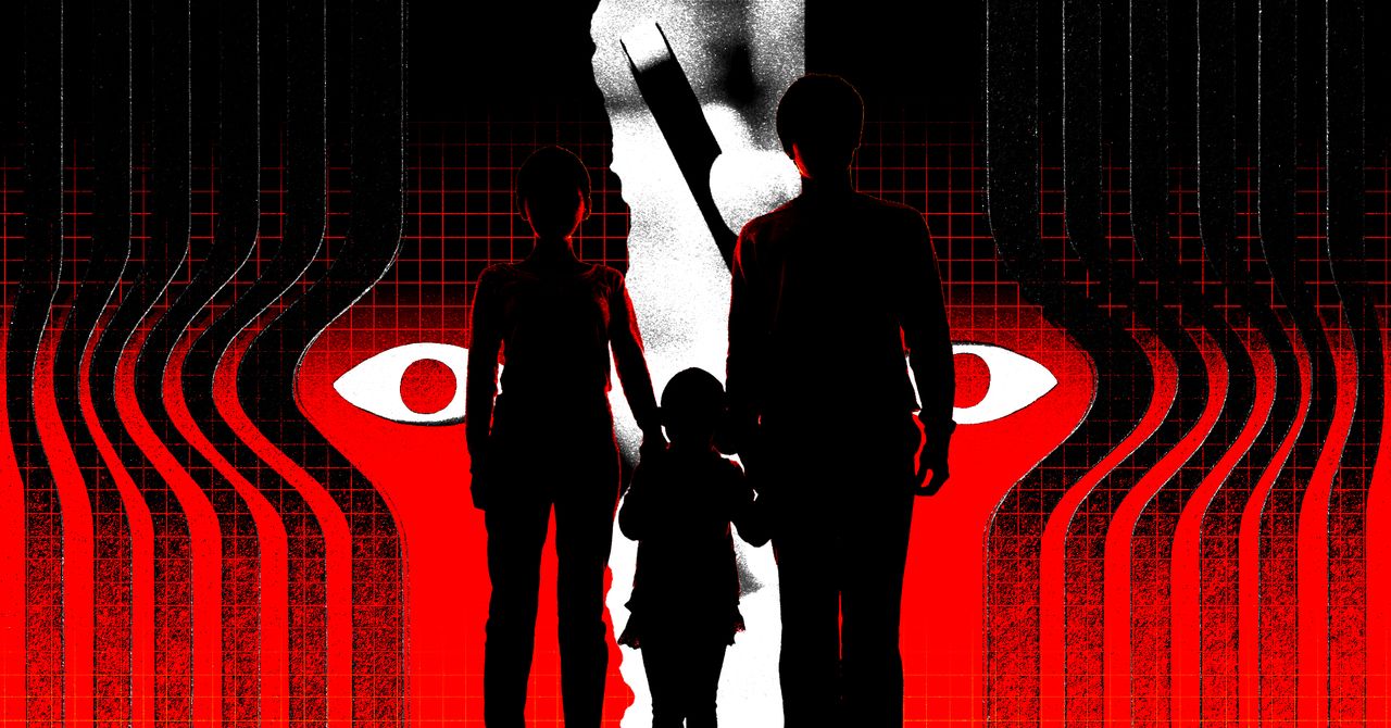 Dark Telegram chat interface showing hacking service ads targeting personal surveillance