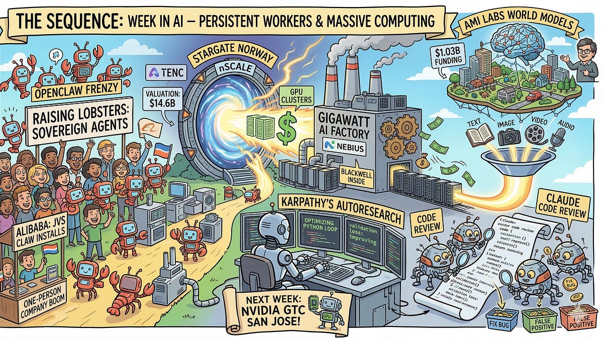 Illustration of AI lobster agent coding on a GPU-powered factory backdrop