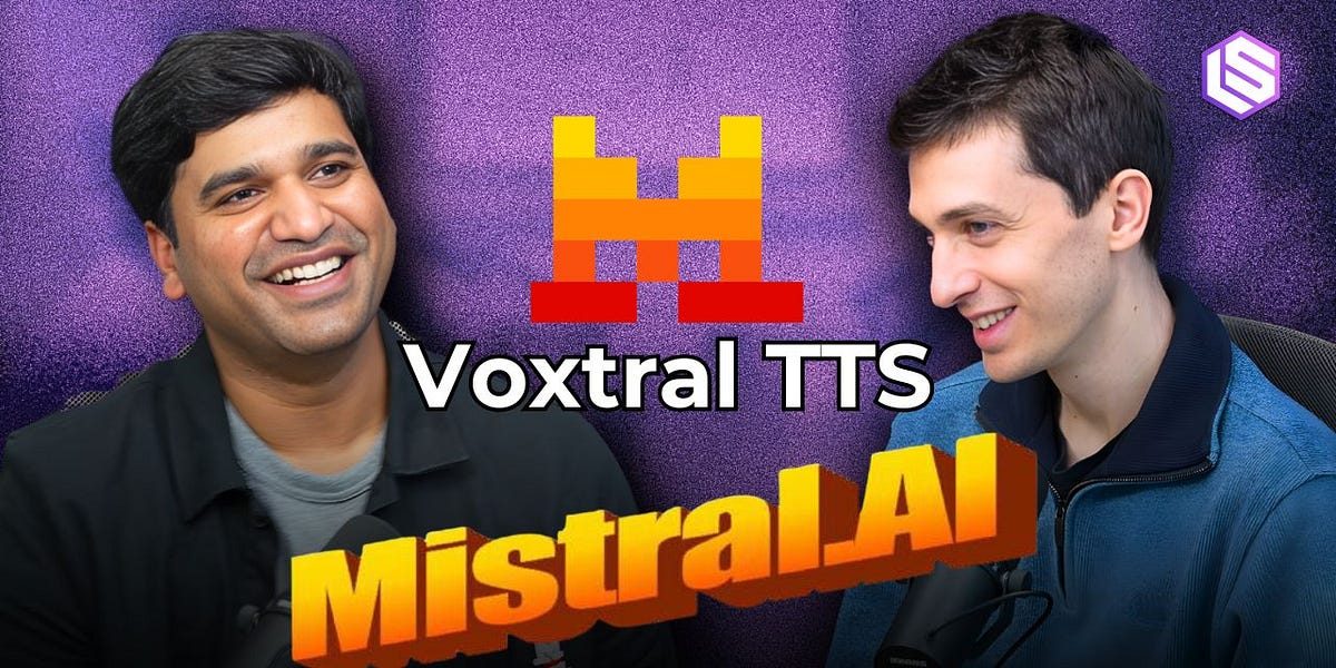 Pavan Kumar Reddy and Guillaume Lample announcing Voxtral TTS on Latent Space podcast