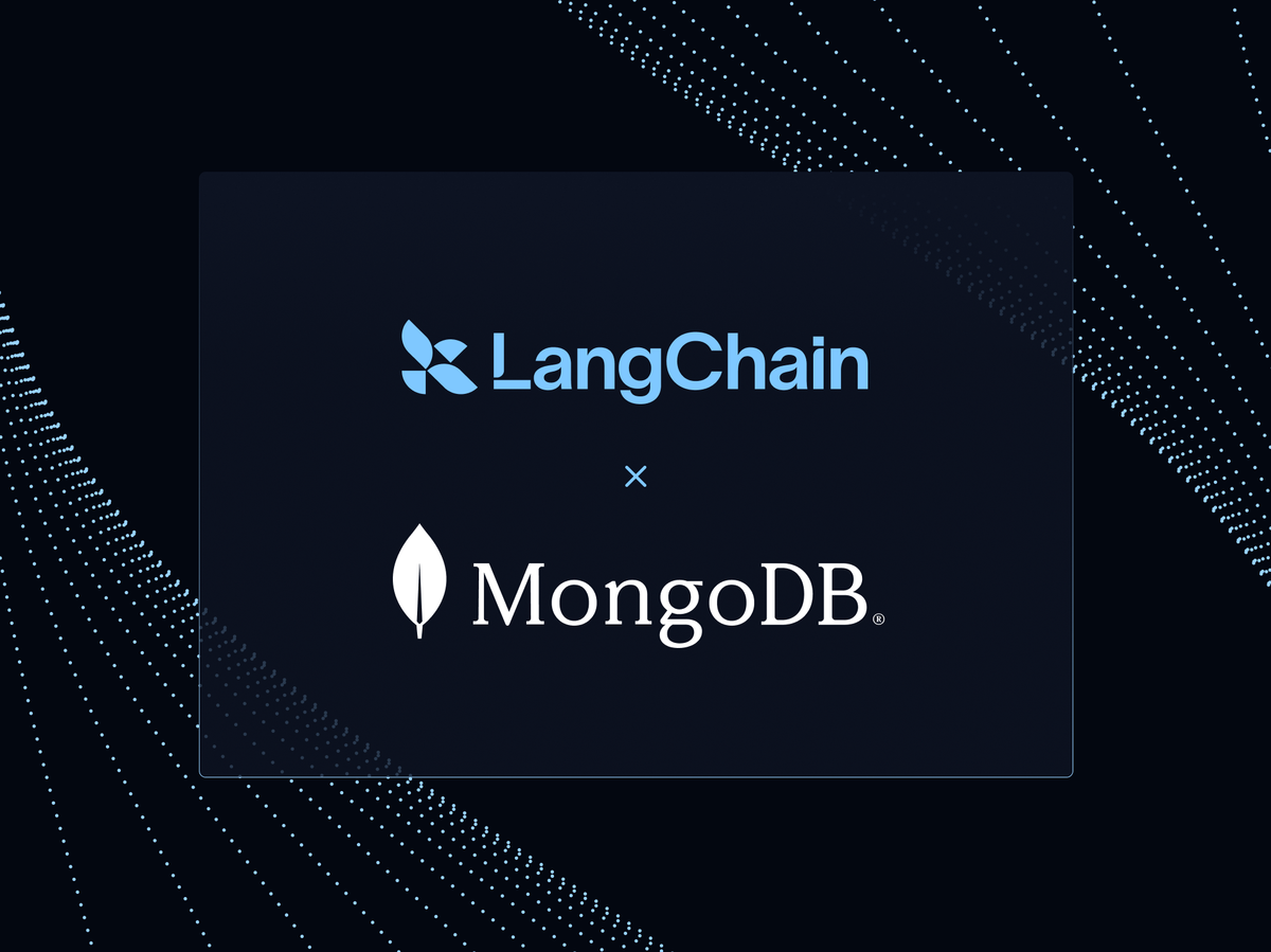 LangChain and MongoDB integration diagram showing AI agent stack on unified database
