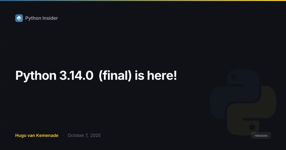 Python 3.14 release banner with free-threading icon and code snippet