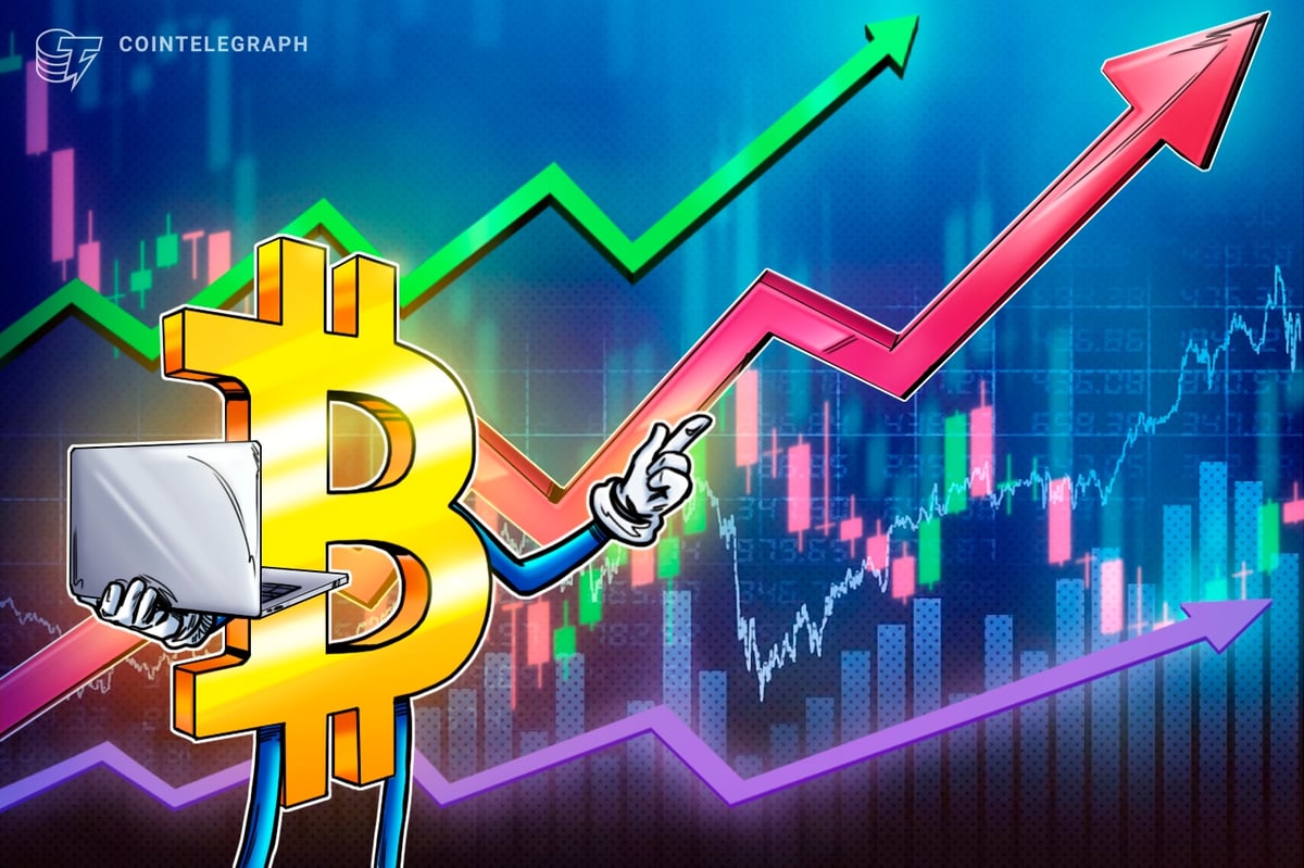 Gráfico de 1 dia do Bitcoin mostrando padrão bear flag confirmado com linha de tendência de resistência em $76 mil e nível de suporte em $60 mil, indicando queda potencial para $52.500