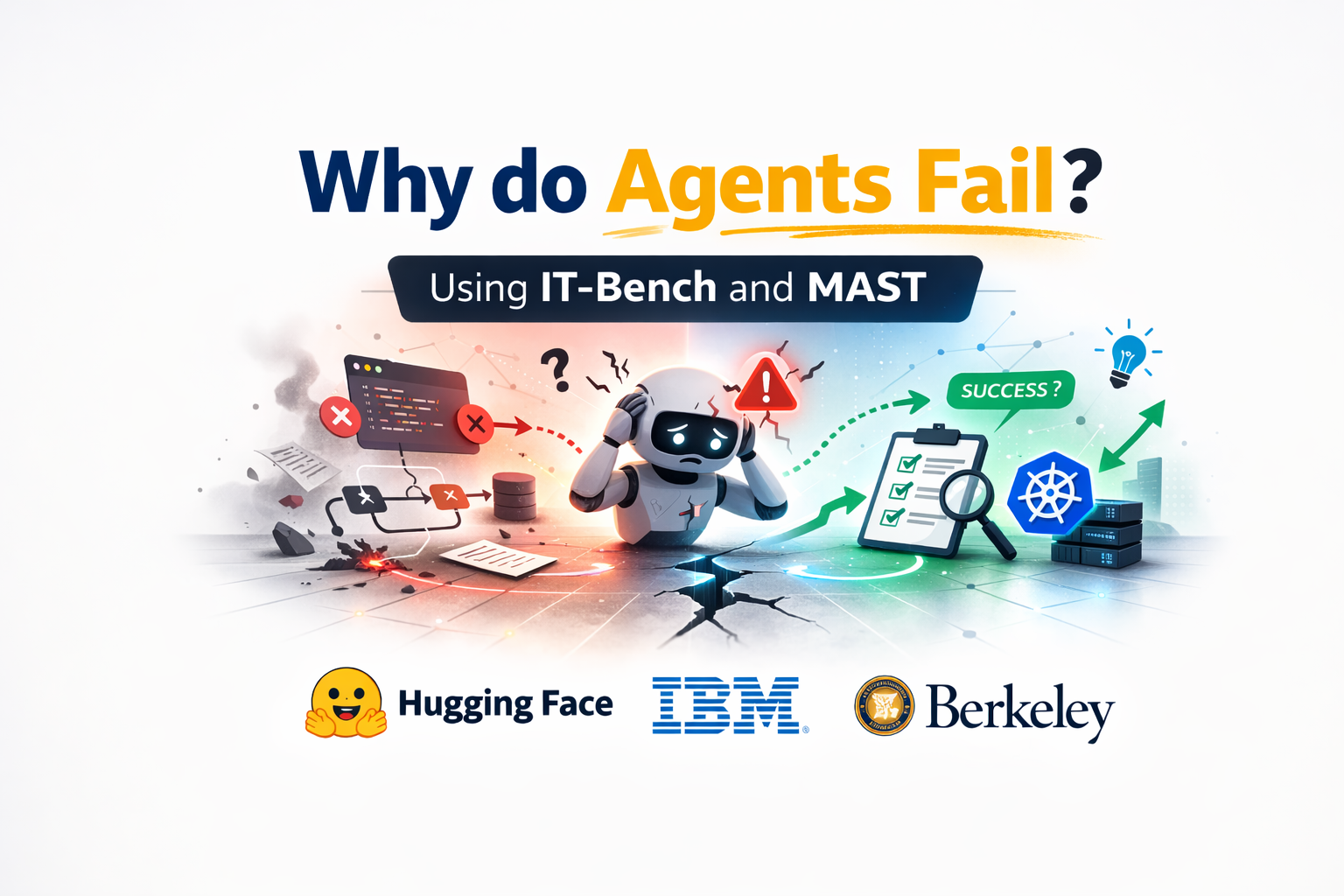 Bar chart of AI agent failure modes from IBM UC Berkeley ITBench study