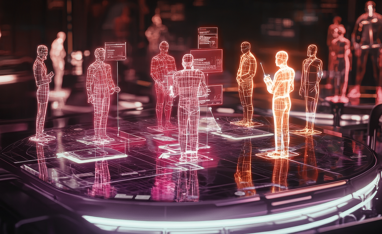 Digital AI agent icon stealing gift cards from a virtual shopping cart in a cyber fraud attack
