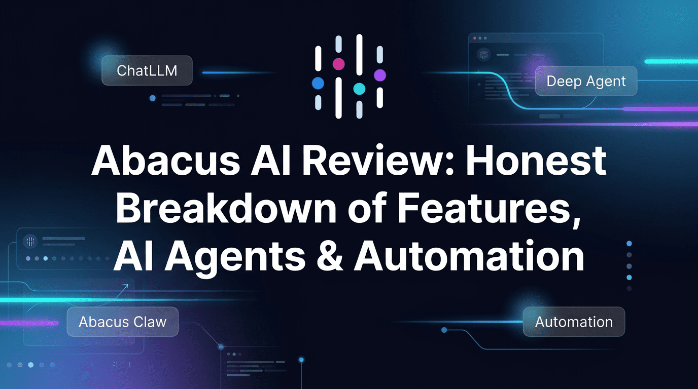 Screenshot of the Abacus AI platform dashboard showcasing various integrated AI functionalities.