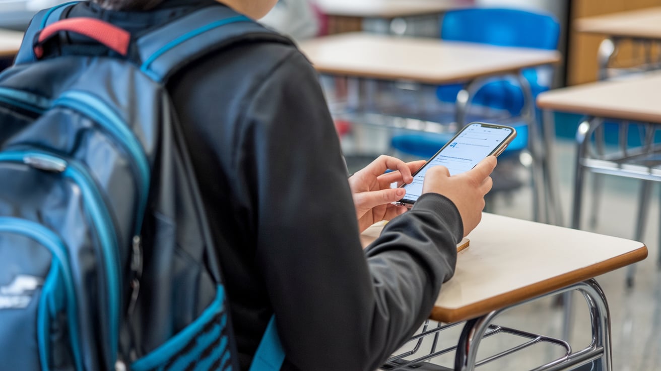 AI-generated illustration of chatbot character Sonny supporting a distressed student at school