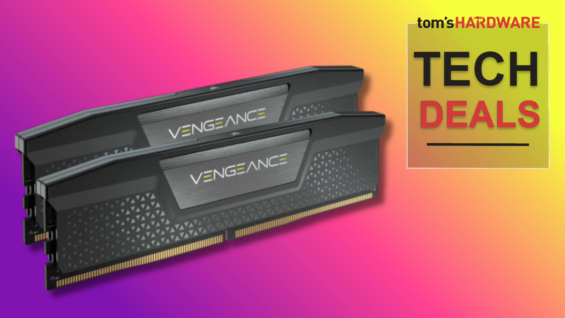 Corsair Vengeance RGB 32GB DDR5-6000 RAM kit with black heatspreaders and subtle lighting