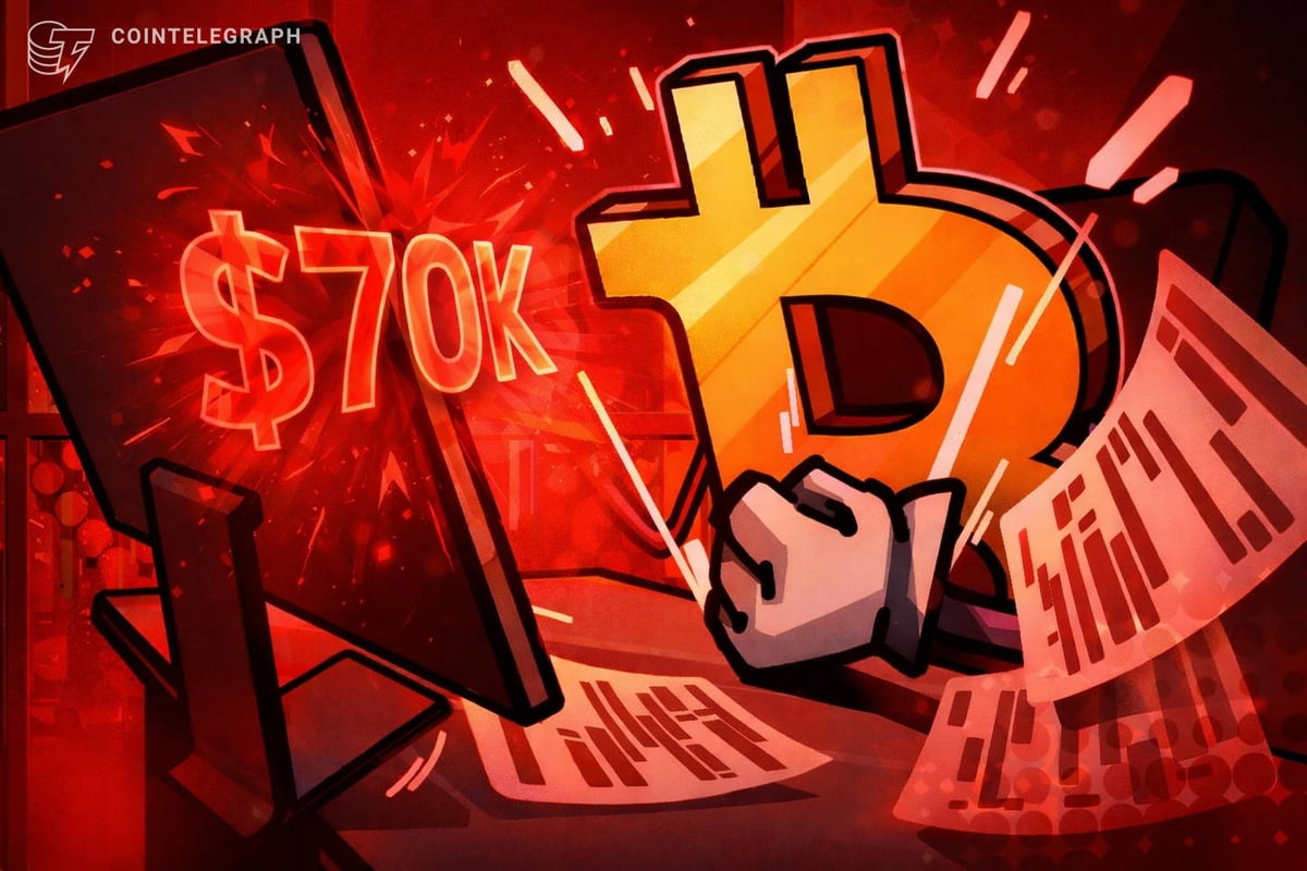 Split-Screen-Vergleich: Bitcoin-Preischart fällt unter 70.000 Dollar neben Corporate-Bilanzen – zeigt divergierende Schatzkammer-Strategien