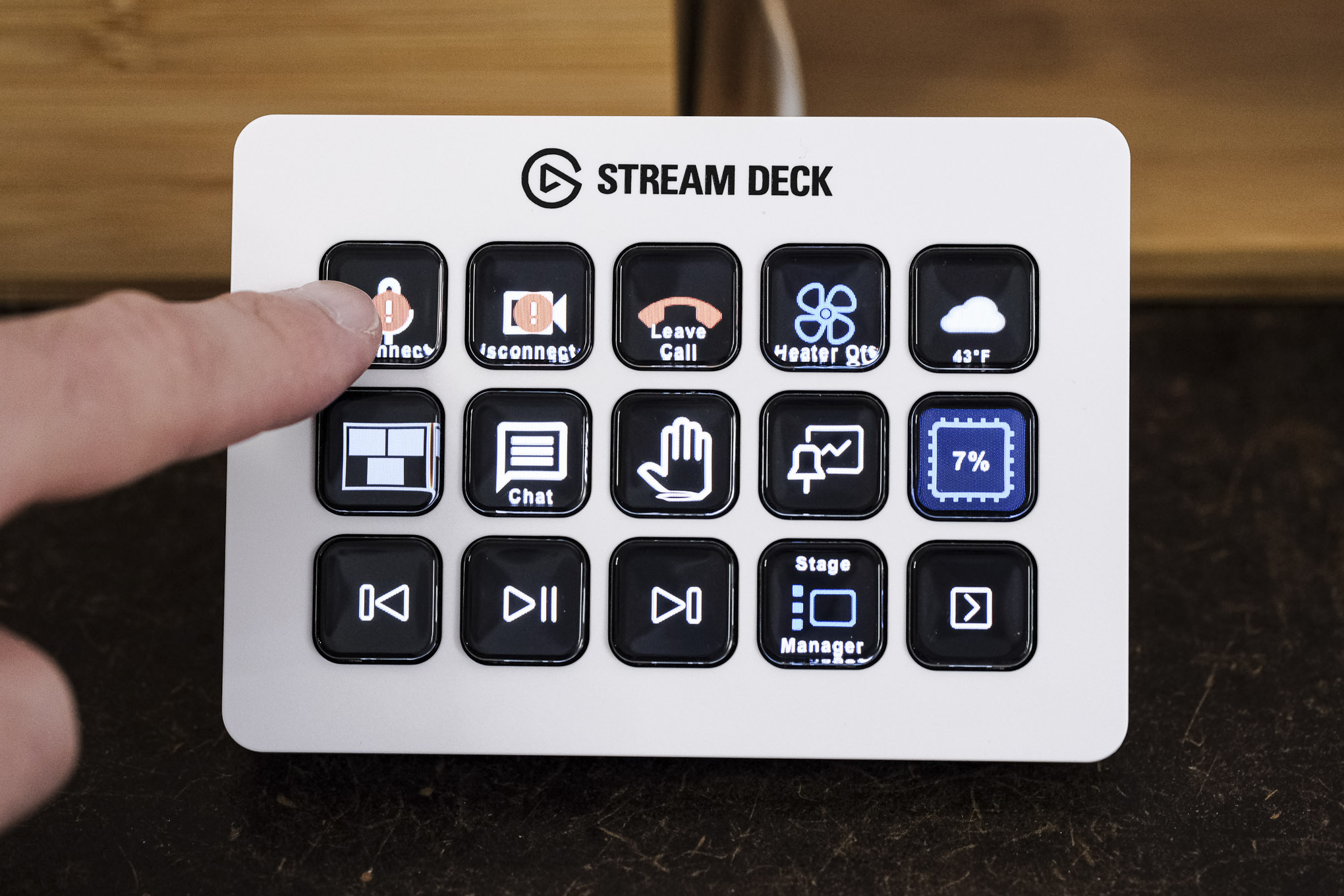 Elgato Stream Deck buttons lighting up as AI activates them remotely