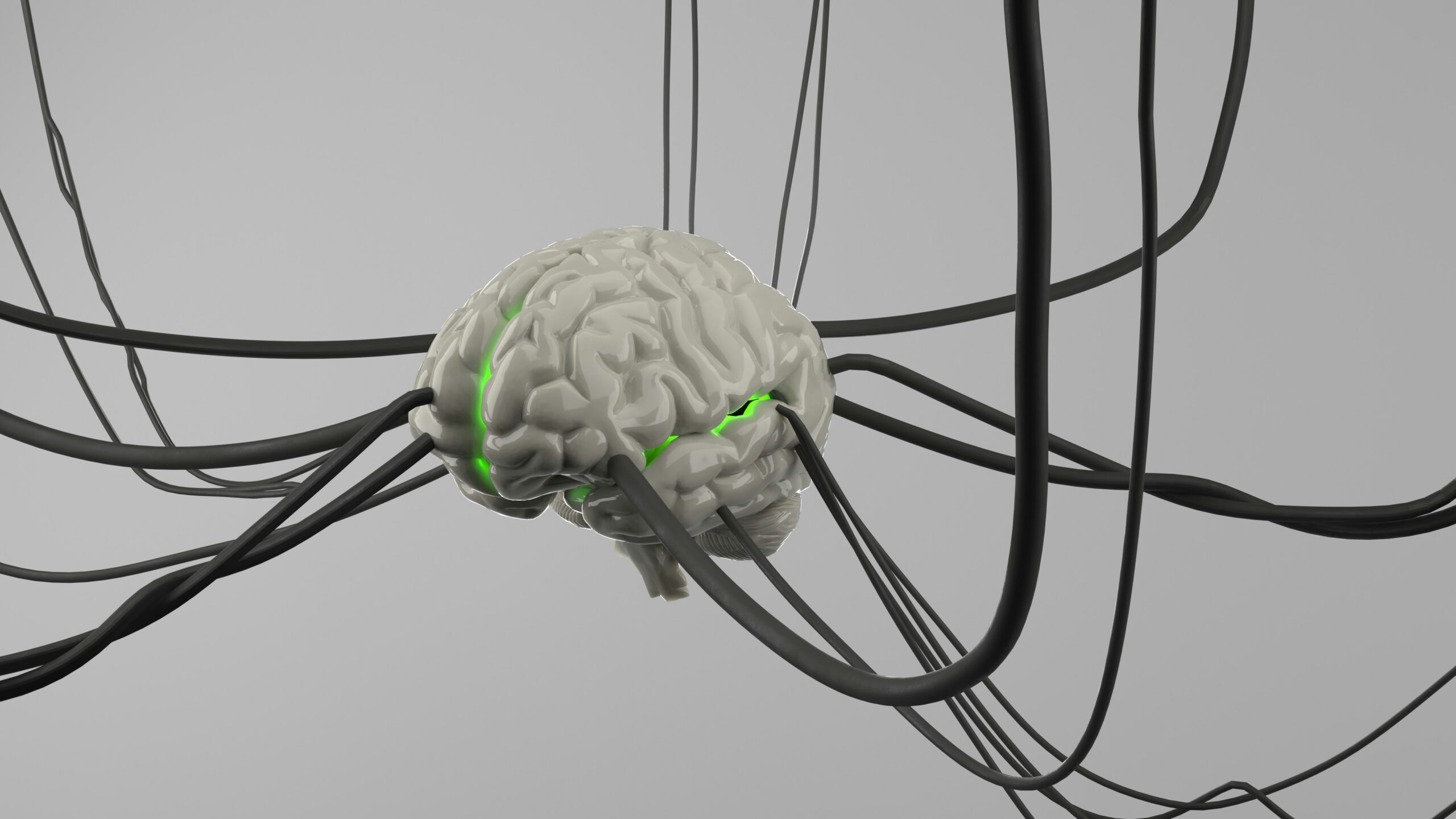 Person contemplating while looking at complex AI interface on a screen, symbolizing metacognition