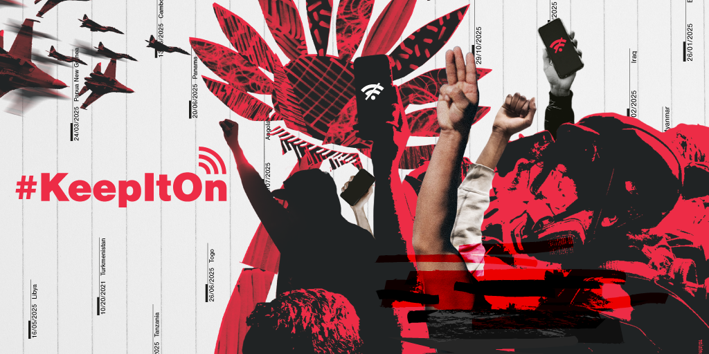 Global map highlighting 313 internet shutdowns in 52 countries during 2025