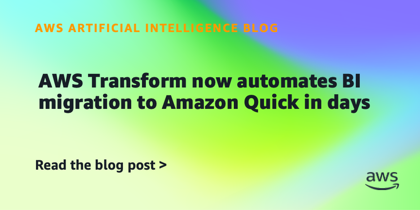 Diagram showing the AWS Transform BI migration process with AI agents
