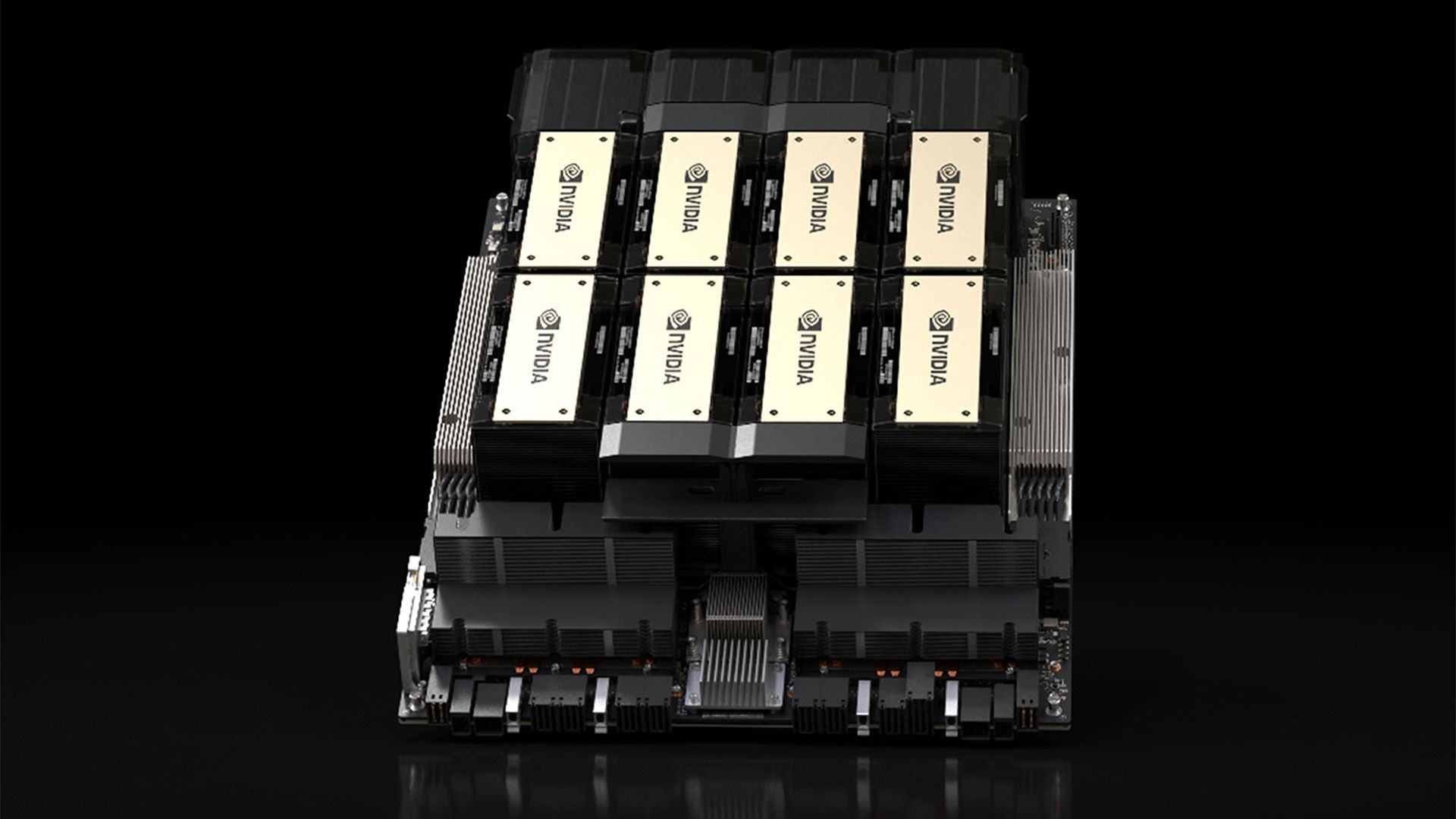 Stack of Super Micro servers loaded with banned Nvidia H100 AI GPUs in a data center