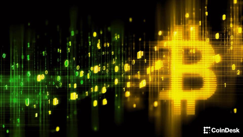Grayscale report cover on Bitcoin quantum governance risks with qubit illustration