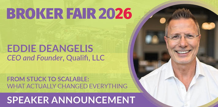 Eddie DeAngelis on stage at Broker Fair 2026 finance event